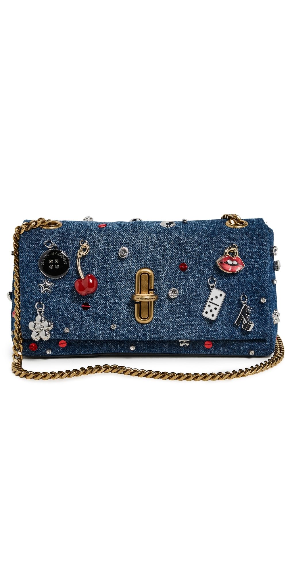 Marc Jacobs The Trinket Charm Denim Dual Chain Mini Bag MEDIUM WASH MULTI One Size