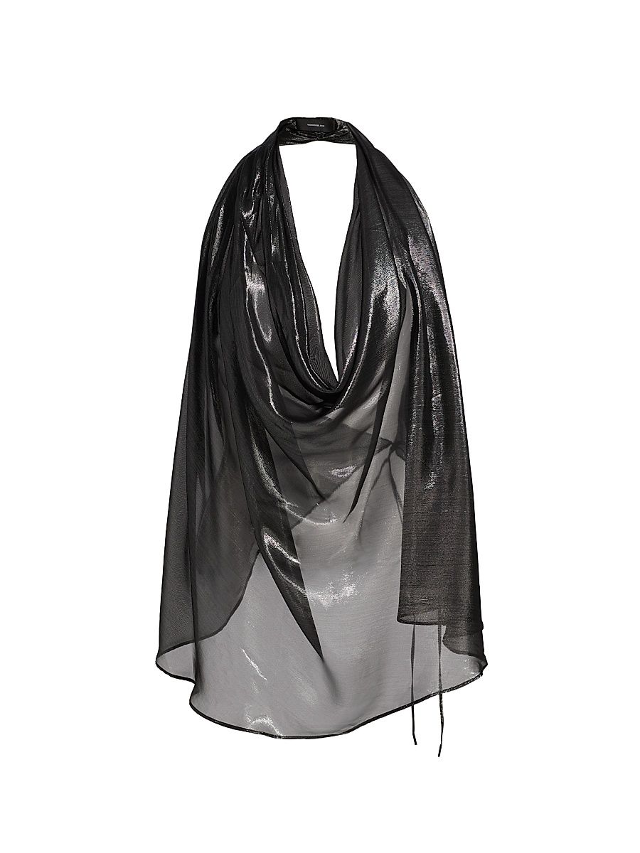 Women's Metallic Halter Blouse - Black - Size Small