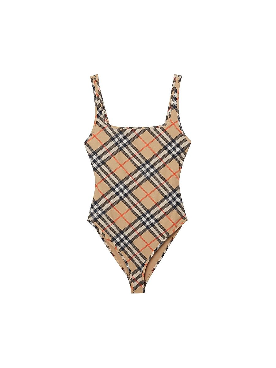 Women's Sabina Check One-Piece Swimsuit - Sand Ip Check - Size XXL