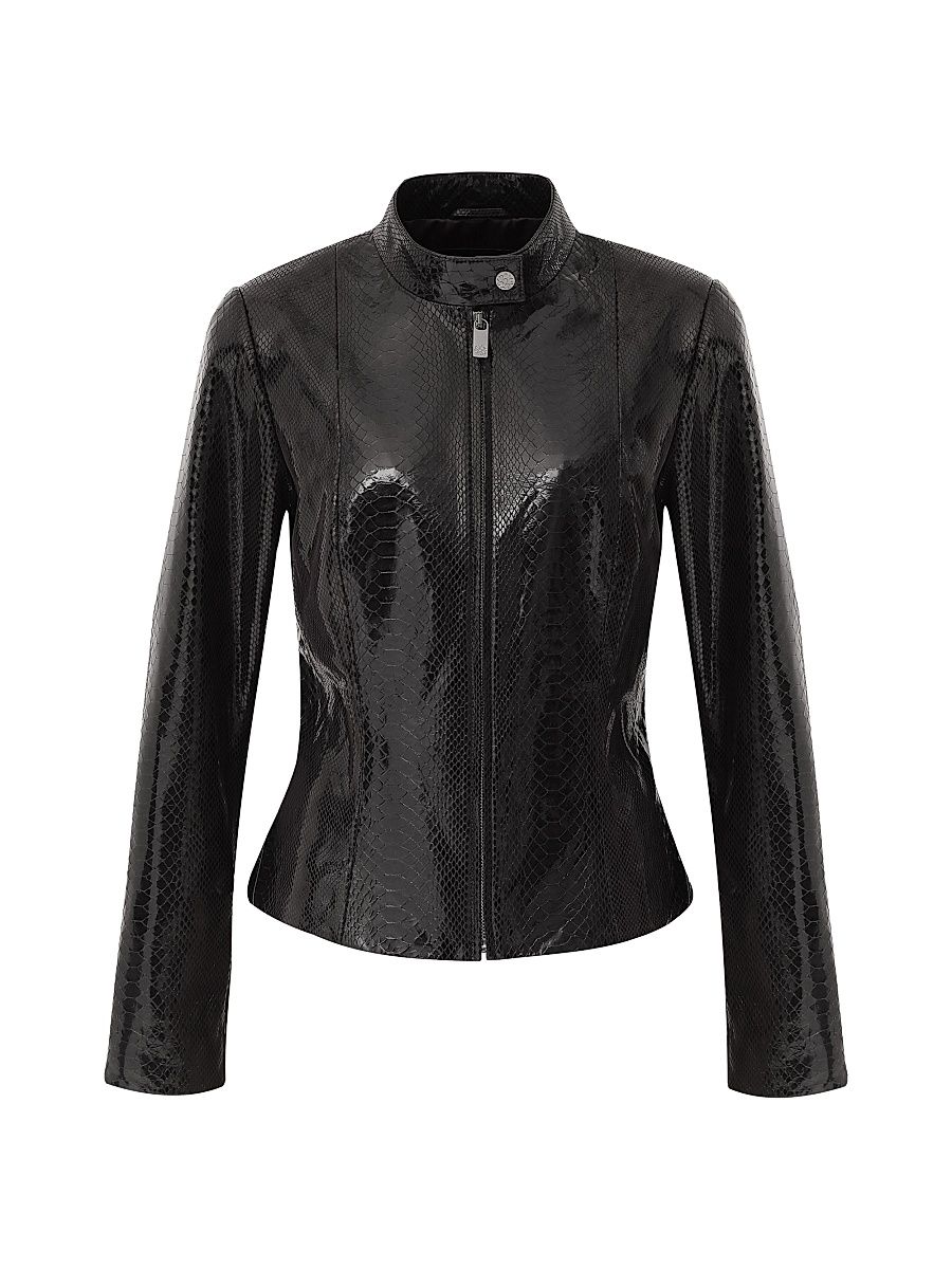 Women's Metis Suede Python Printed Zip Jacket - Anthracite - Size Large