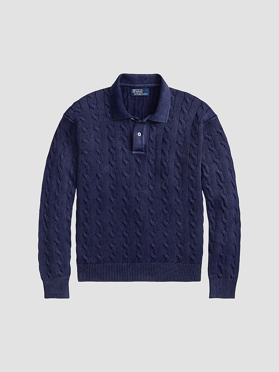 Polo Ralph Lauren Men's Cable-Knit Cotton Polo Sweater - Nevis - Size XXL