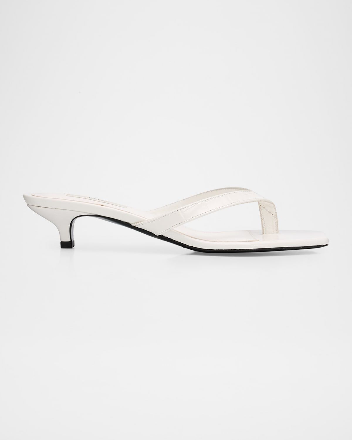 35mm Croc-Embossed Leather Heeled Flip Flops