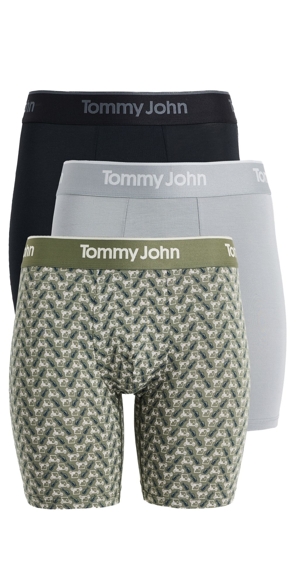 Tommy John Second Skin 6 Boxer Briefs 3 Pack Black/Monument/Golcartfourleaf M