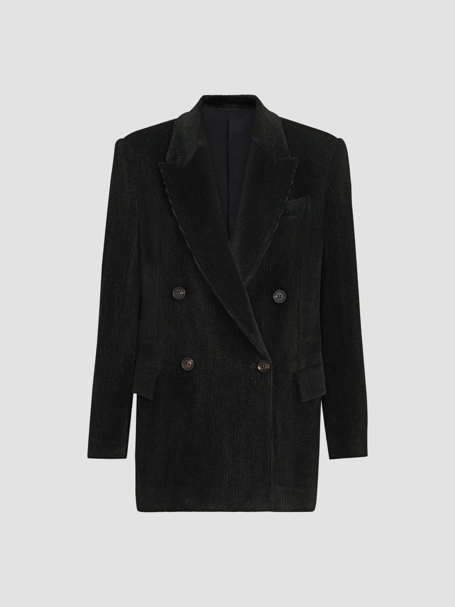 Brunello Cucinelli Women's Sparkling Corduroy Blazer - Black - Size 4