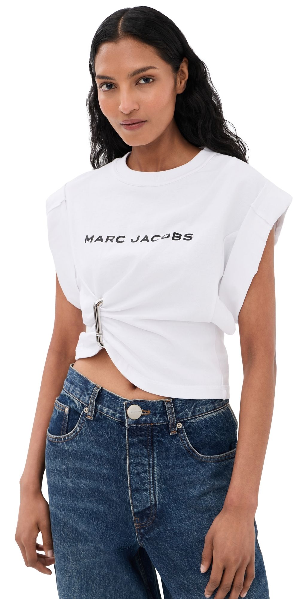 Marc Jacobs Pop J Marc Logo Drape Seam Tee White M