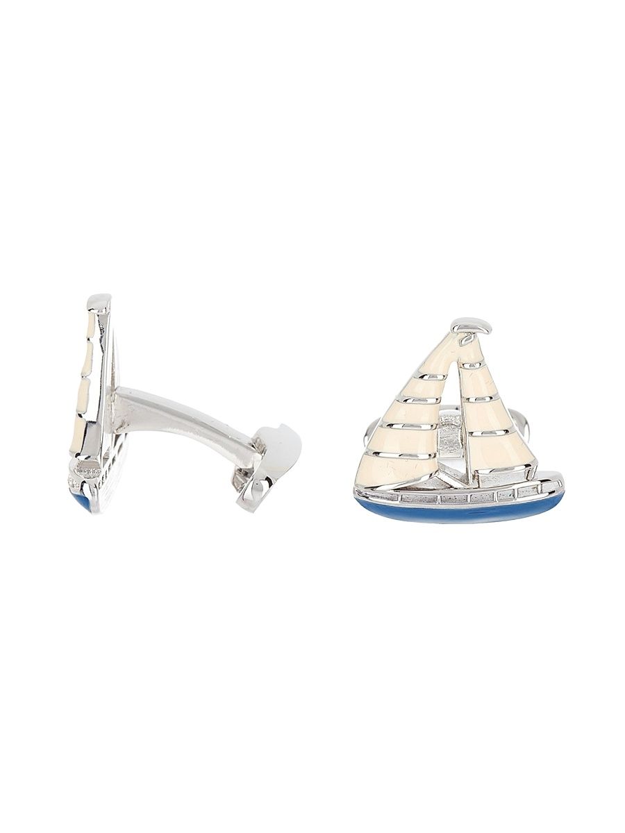 Men's Sailboat Cufflinks - Blue Silver
