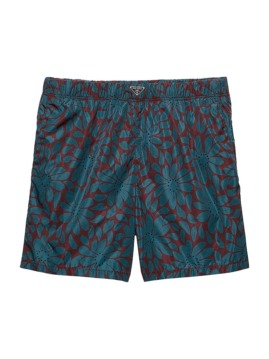 Men's Printed Re-Nylon Swim Trunks - Dark Red - Size 42