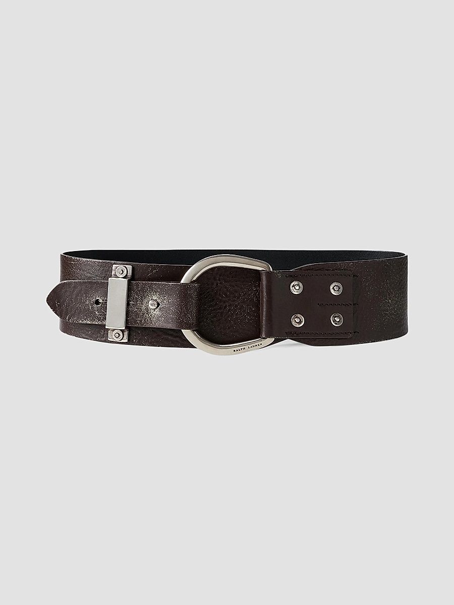 Ralph Lauren Collection Women's Turn-Back Washed Leather Wide Belt - Luggage Brown - Size XS