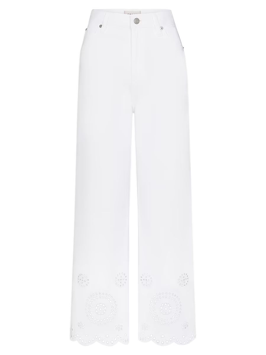 Women's The Eyelet Wide-Leg Jeans - White - Size 31