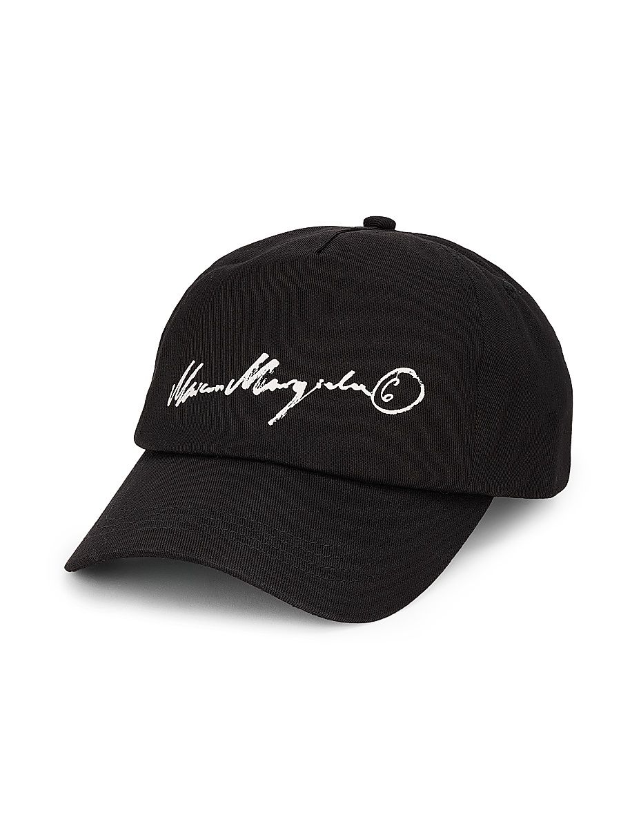Men's Logo Cotton Baseball Hat - Black Ecru Print