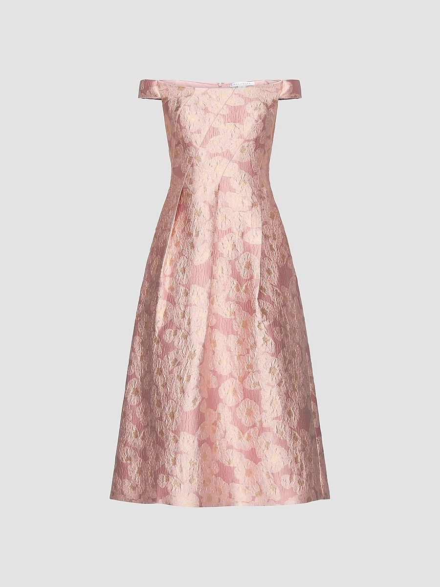 Women's Alina Floral Jacquard Tea-Length Cocktail Dress - Pink Multi - Size 18