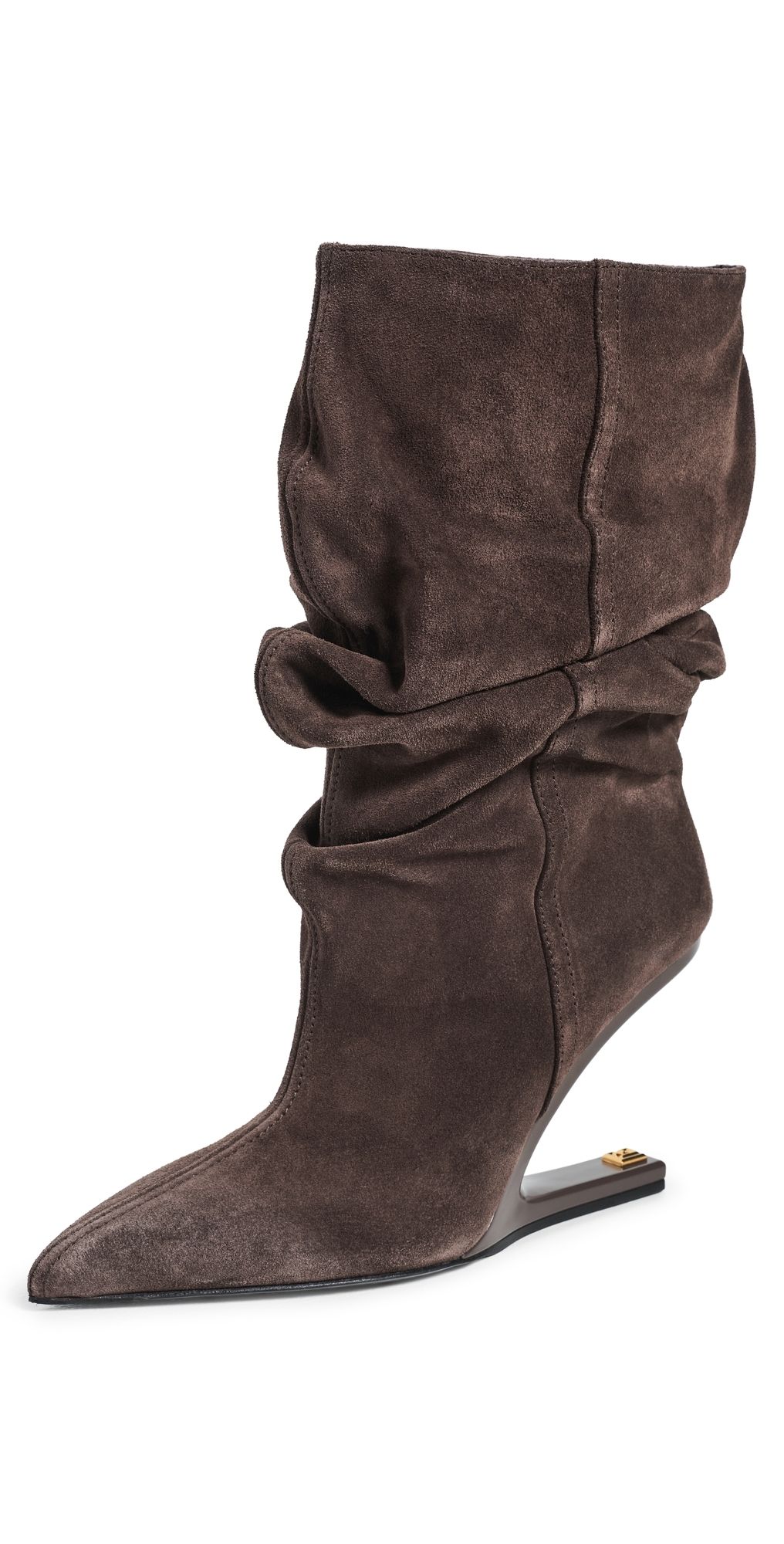 Balmain No Wedge Suede Ankle Boots 9DR Gris Fonce 36
