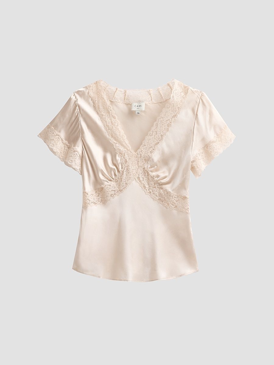 Women's Romola Satin Top - Oat - Size 12