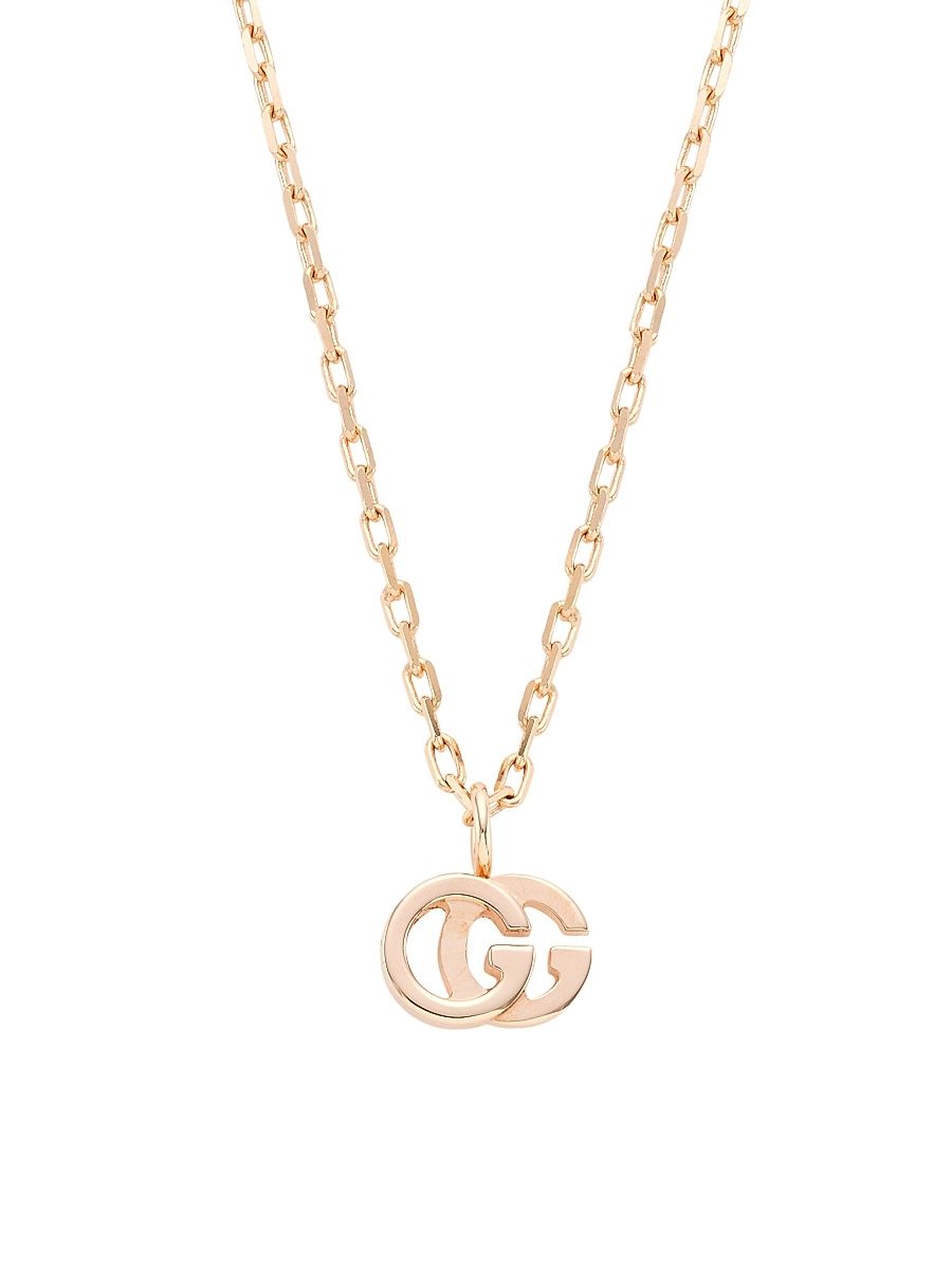 Women's Running G 18K Rose Gold Pendant Necklace - Pink Gold