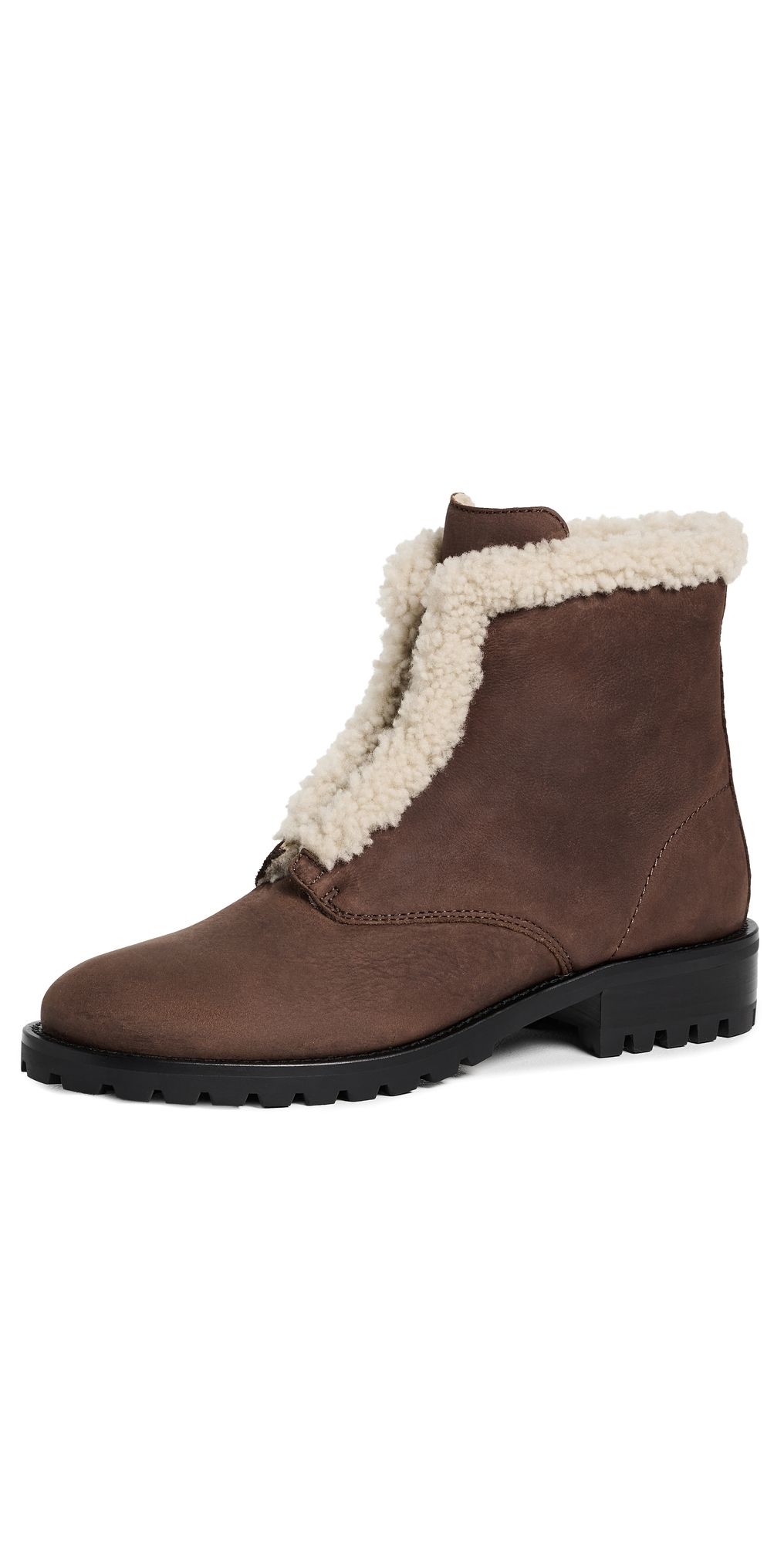 SIMKHAI Noah Shearling Lug Zip Boots Cacao Ecru 39