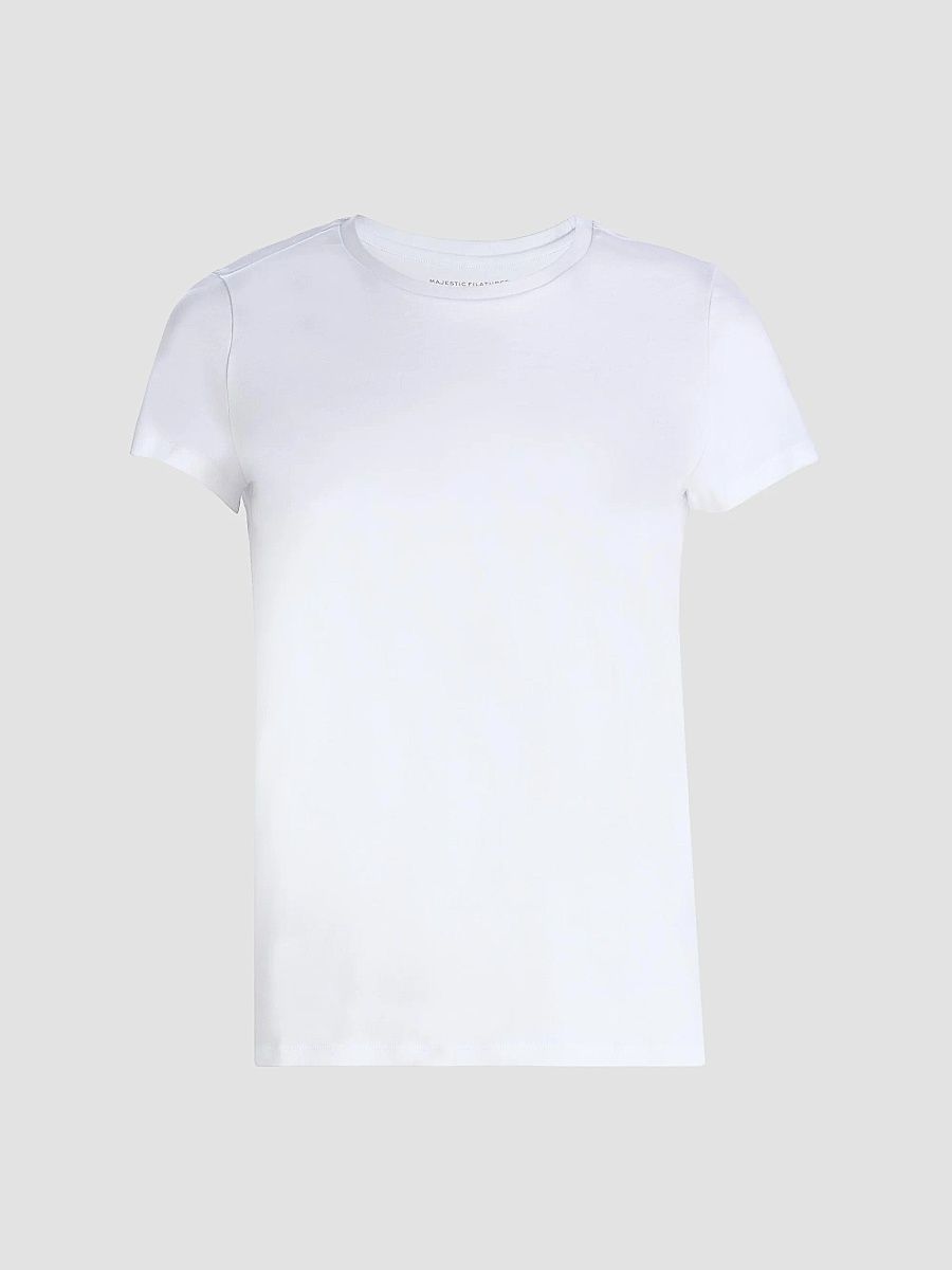 Majestic Filatures Women's Interlock Cotton T-Shirt - Blanc - Size Large