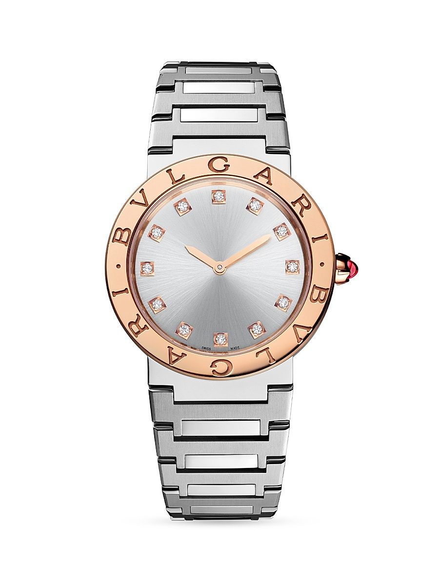 18K Yellow Gold, Stainless Steel & Diamond Bracelet Watch - Steel