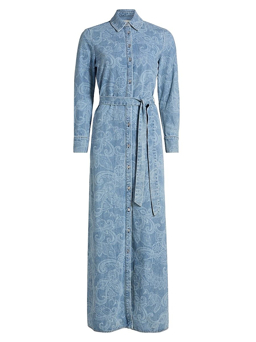 Women's Chassidy Denim Maxi Shirtdress - Laser Paisley - Size XL