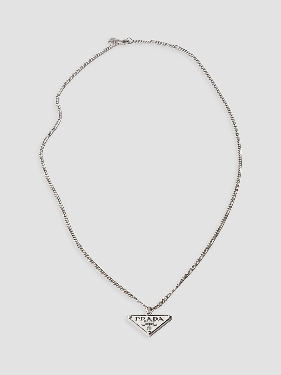 Men's Enameled Metal Necklace - Silver