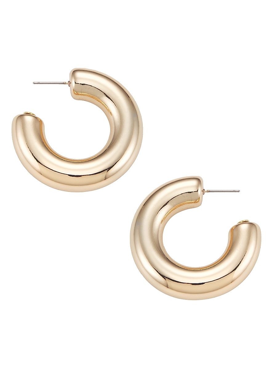Women's Polished Goldtone Tube Hoop Earrings - Gold
