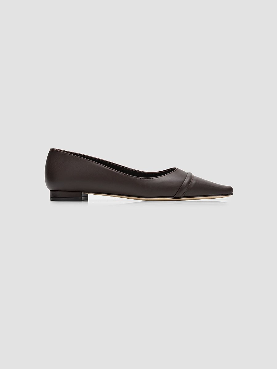 Women's Continu Leather Flats - Dark Brown - Size 8.5