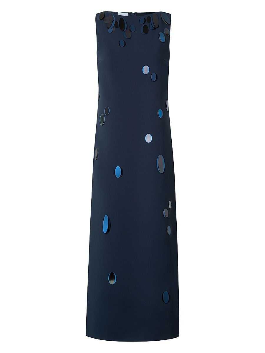 Women's Sleeveless Lasercut Crepe Maxi Dress - Navy - Size 10