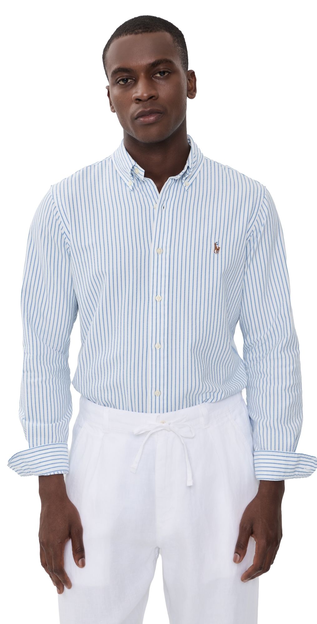 Polo Ralph Lauren Striped Seersucker Oxford Shirt White Bsr Blue XL