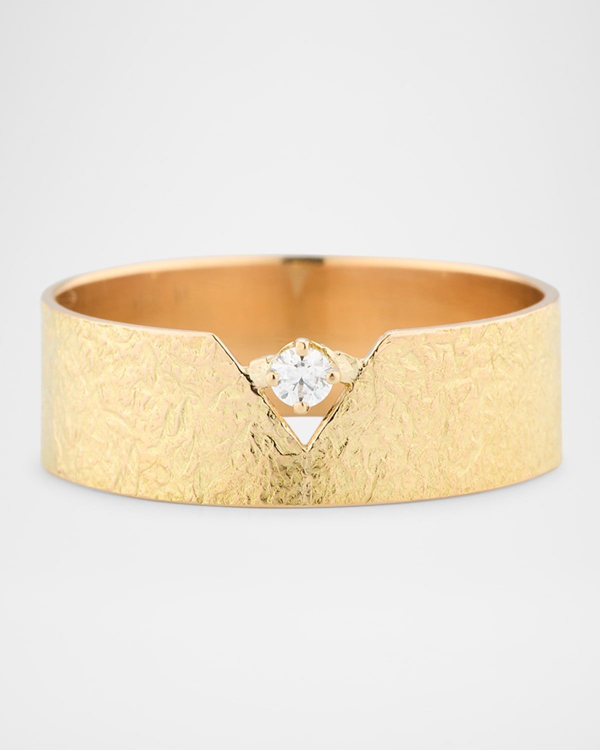 14K Yellow Gold Foil Tube Ring with Diamond