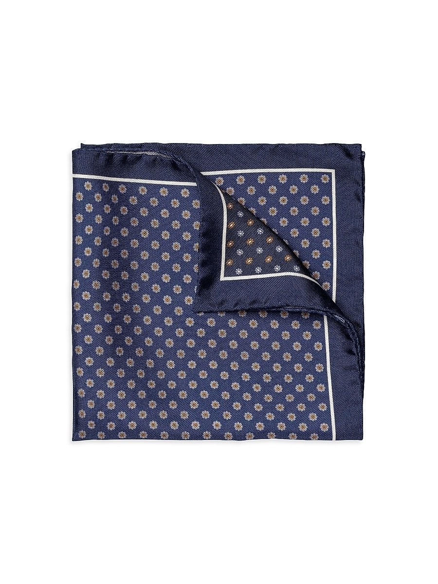 Men's Four-Side Silk Pocket Square - Blue