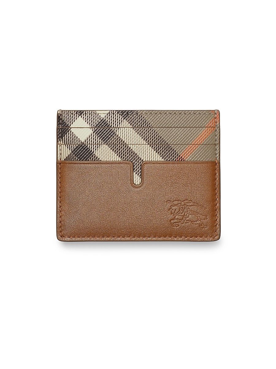 Men's Pop Check Leather Card Case - Finch Brown Hazel