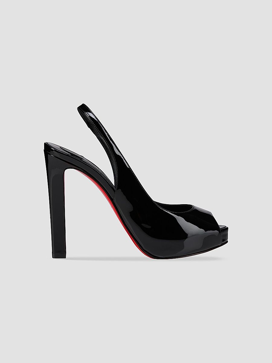 Christian Louboutin Women's Lady Fanny 120MM Leather Sandals - Black - Size 7.5