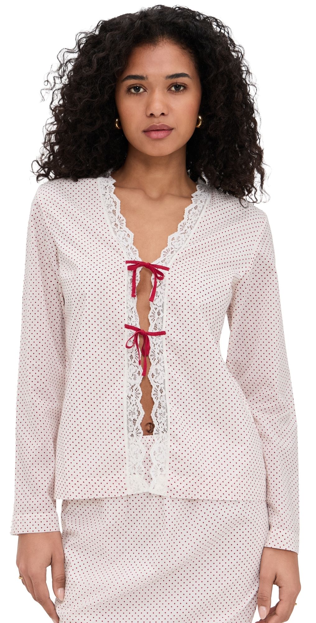 POSSE Marlowe Blouse Cream & Red Polka Dot XL