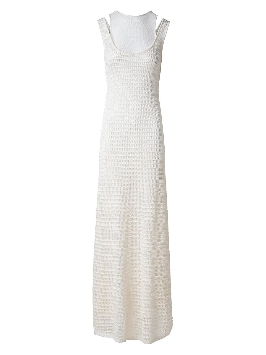 Women's Crochet Sleeveless Maxi-Dress - Ecru - Size 8