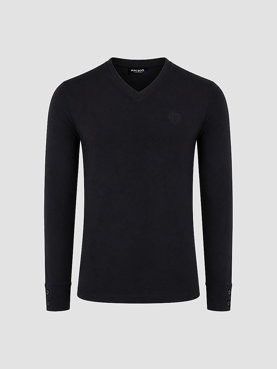 Men's V-Neck SS Long Sleeve T-Shirt - Black - Size XXXL