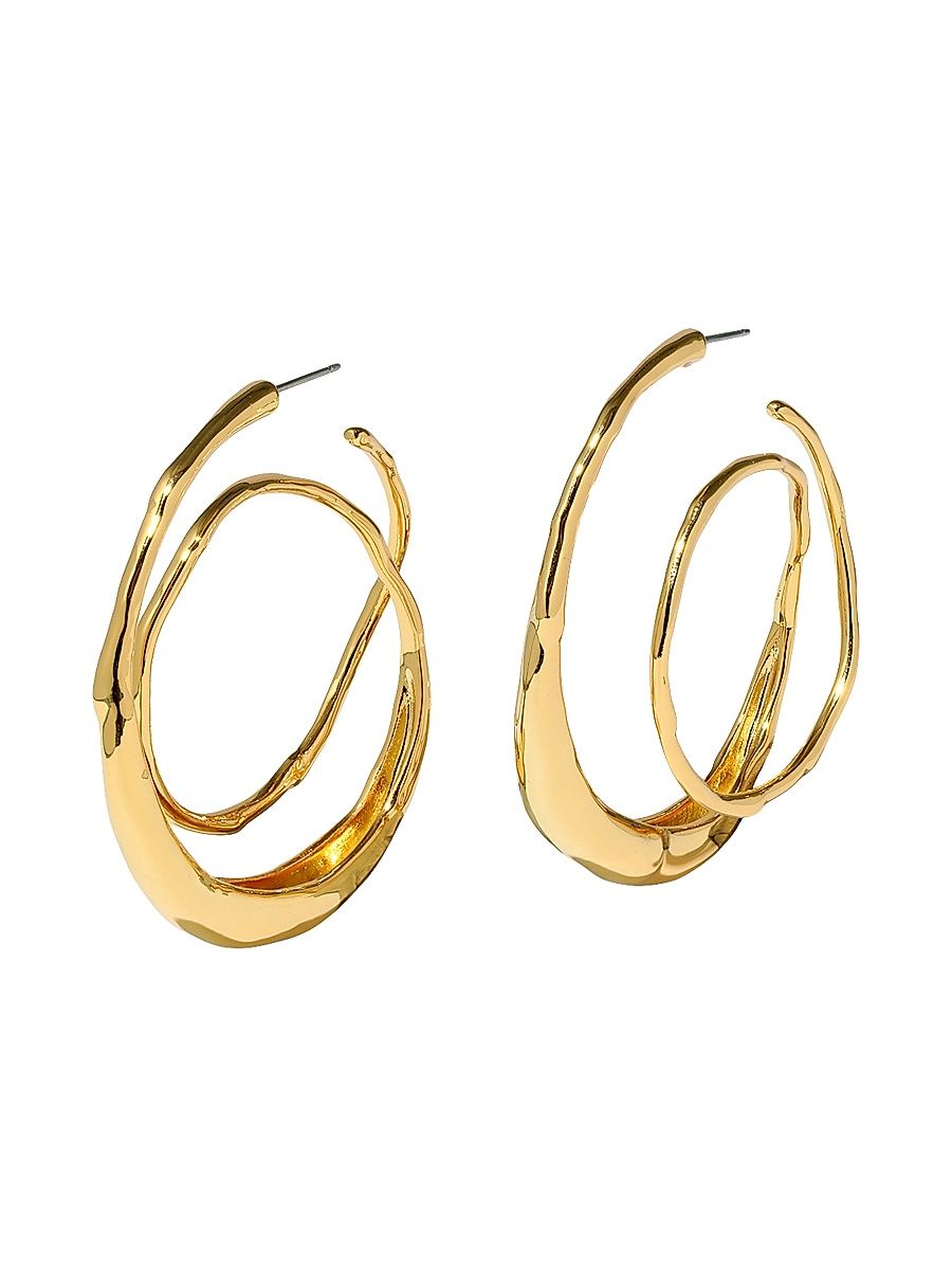 Women's Molten 14K-Gold-Plated Spiral Hoop Earrings - Gold
