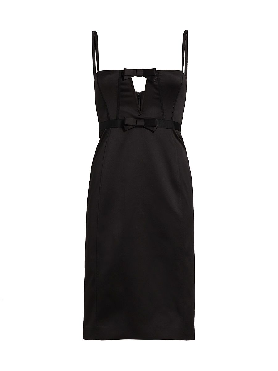 Women's Carmen Knee-Length Satin Dress - Noir - Size 2