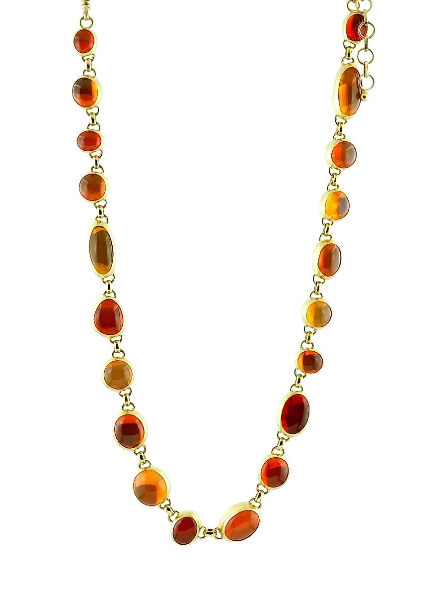 Women's 22K & 24K Yellow Gold & Mexican Fire Opal Necklace