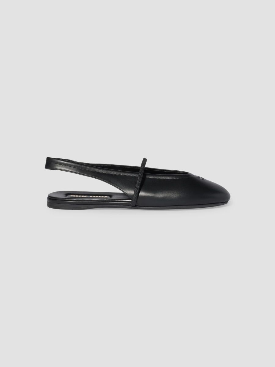 Miu Miu Women's Leather Slingback Ballerinas - Black - Size 11