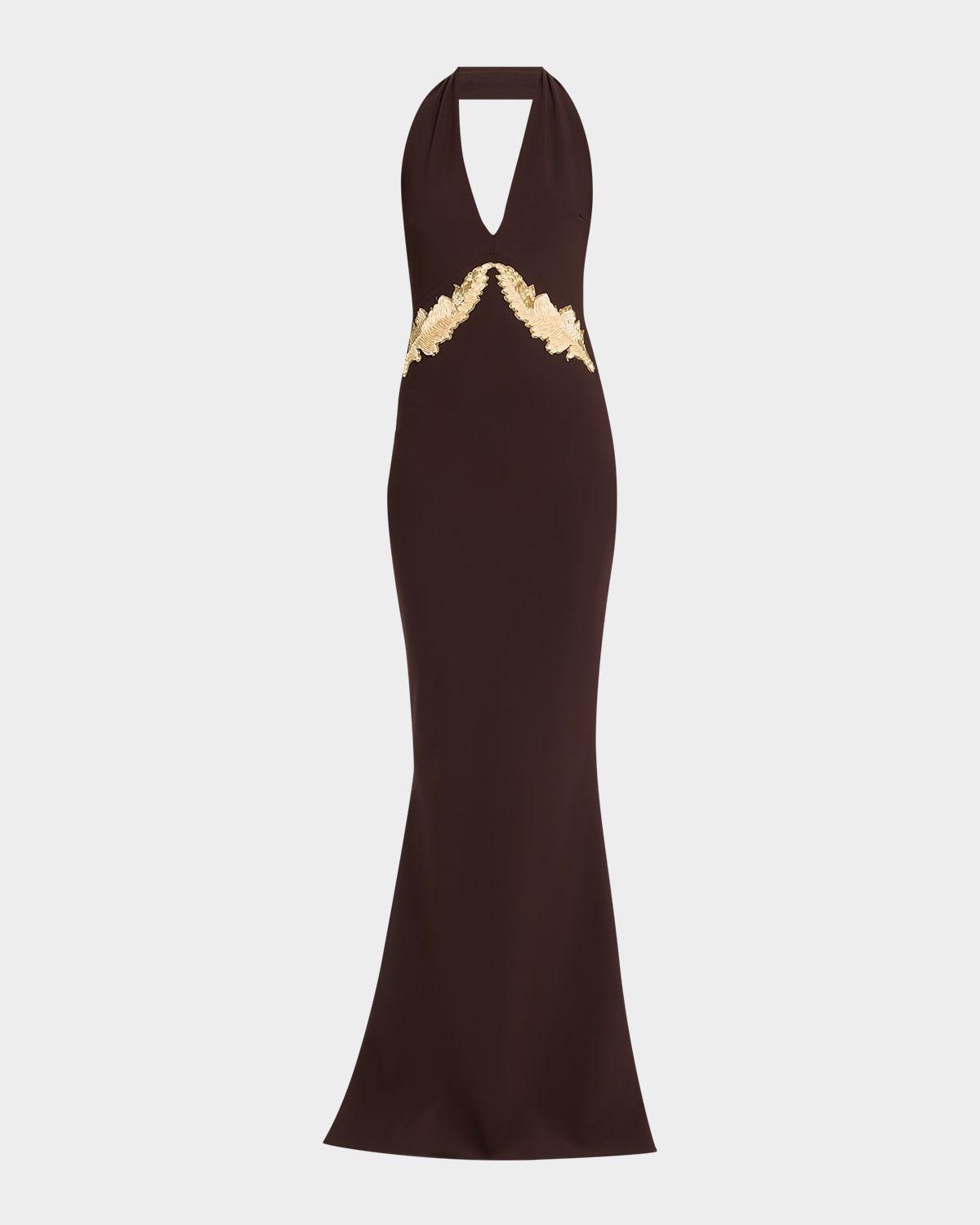 Yanar Beaded Mermaid Halter Gown