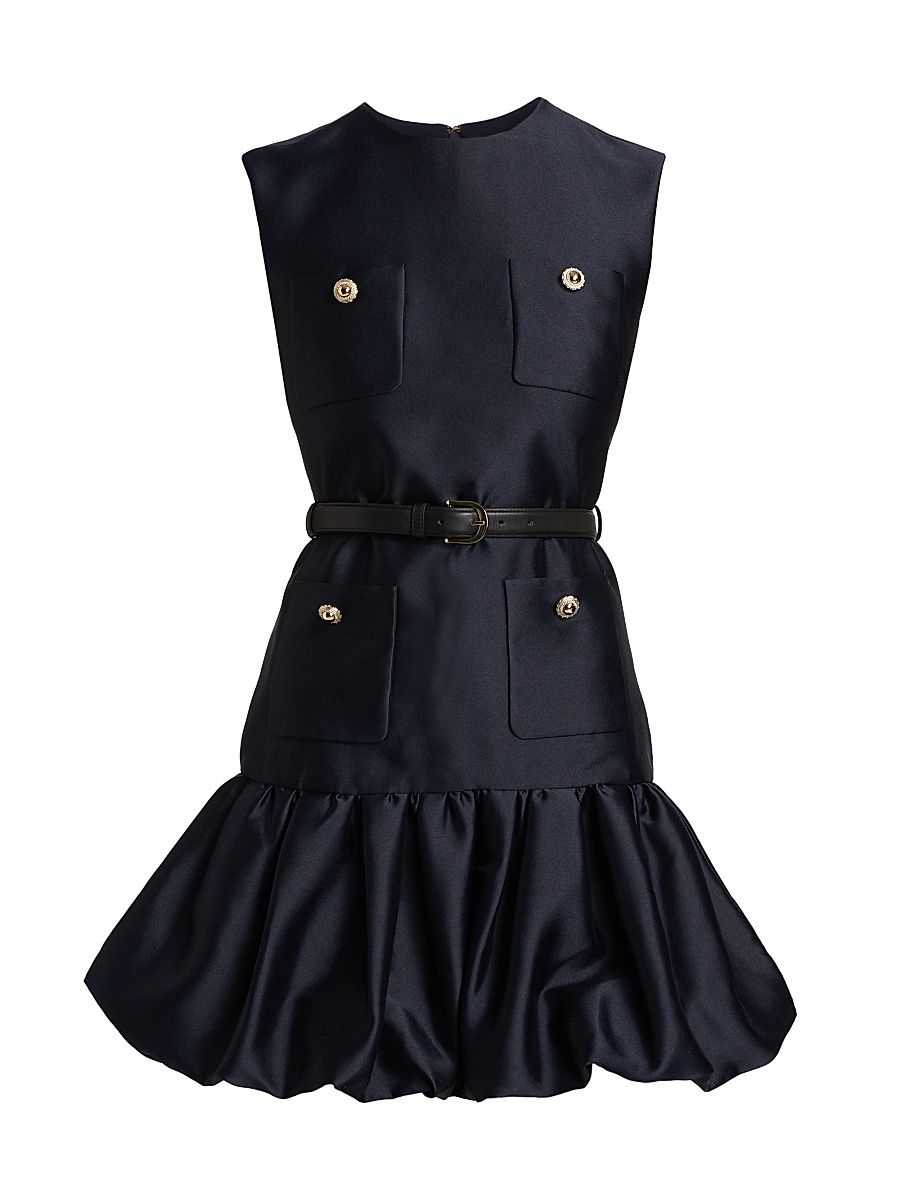 Women's Taffeta Sleeveless Bubble Hem Minidress - Blue - Size 2