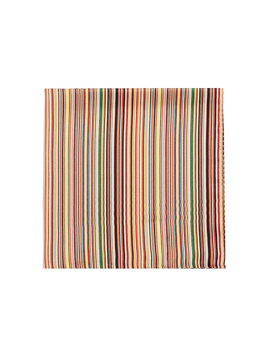 Men's Signature Stripe Silk Pocket Square - Multi Pattern