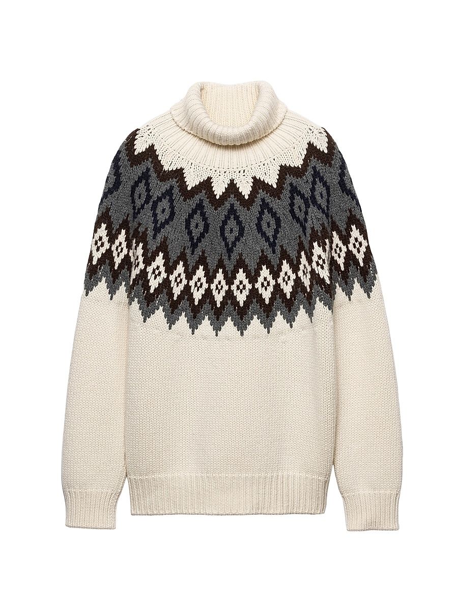 Women's Cashmere and Wool Turtleneck Sweater - Beige Khaki - Size 10