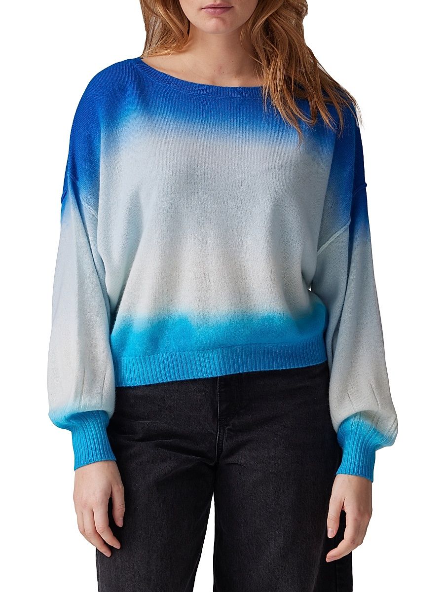 Women's Dip Dye Balloon Cashmere Sweater - Waves Dip Dye - Size Large