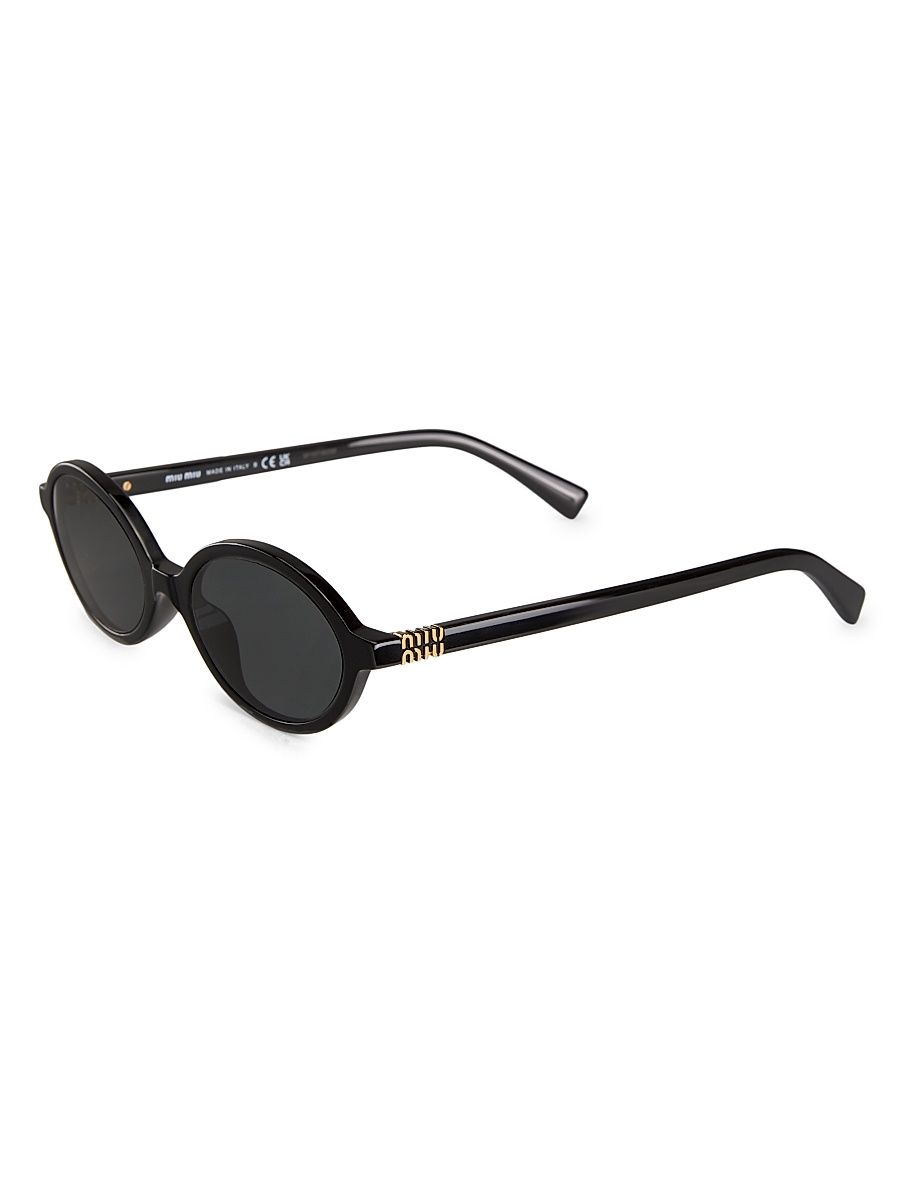 Women's 50MM Oval Sunglasses - Black Dark Grey
