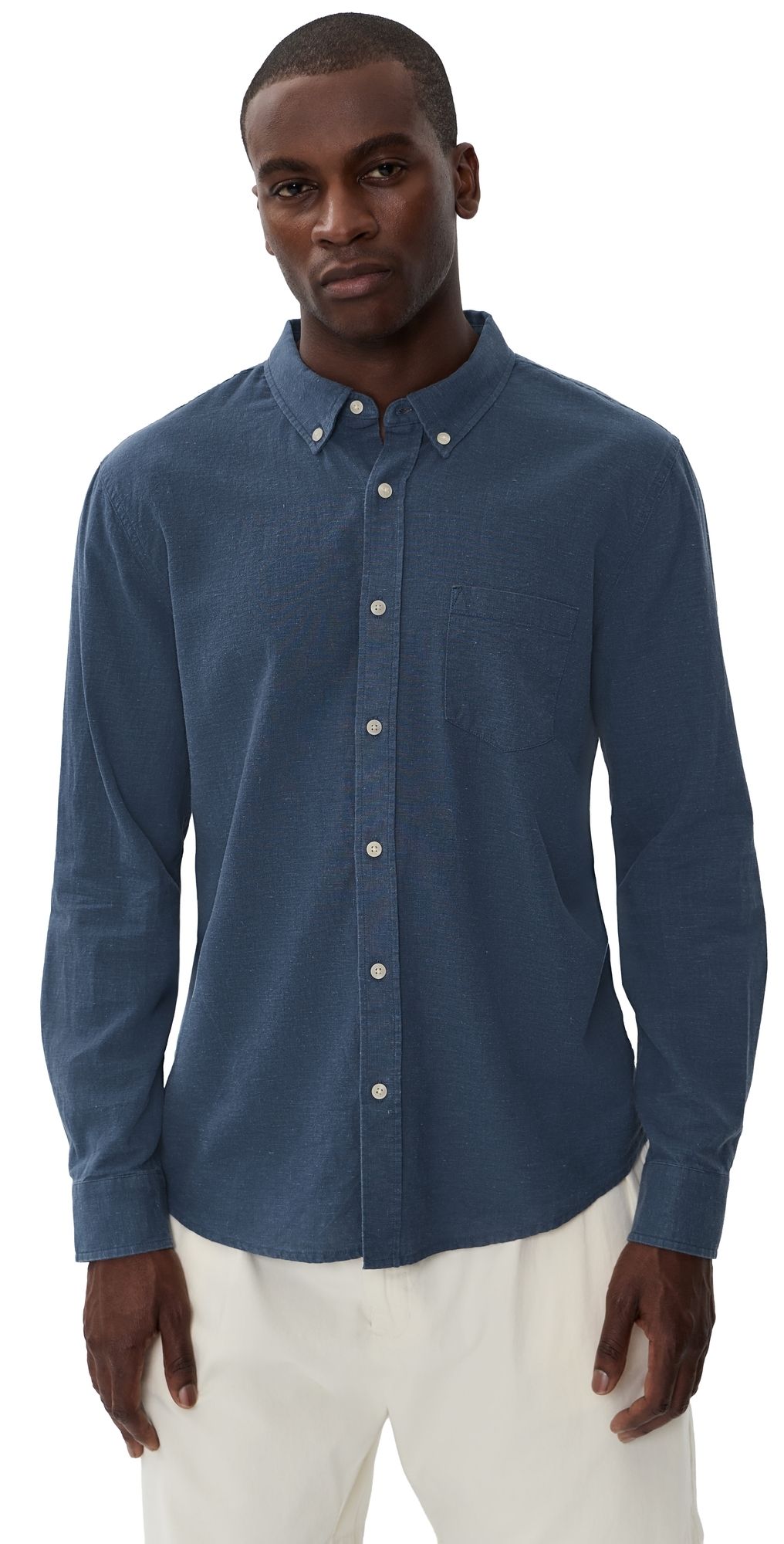 Marine Layer Better Than Linen Shirt Navy M