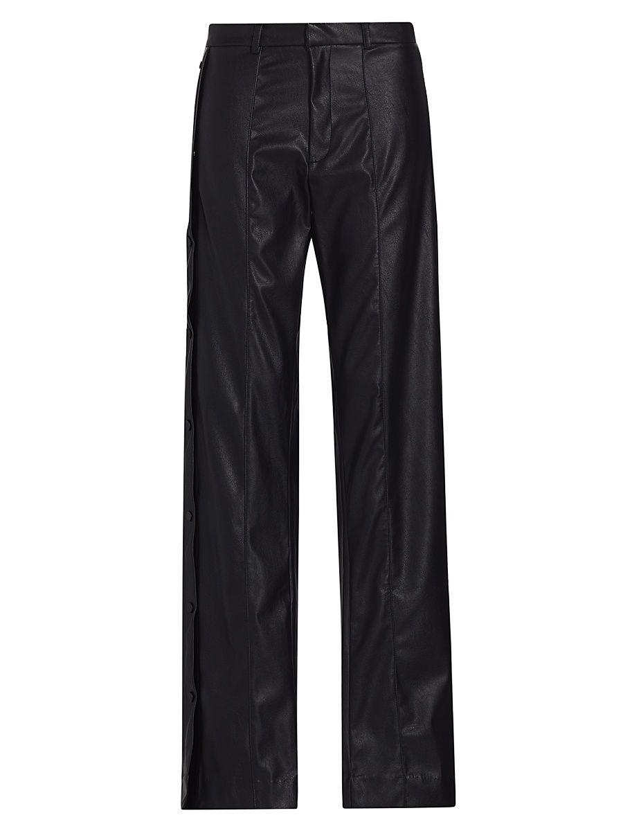 Women's Julia Vegan Leather Split-Hem Pants - Black - Size Large
