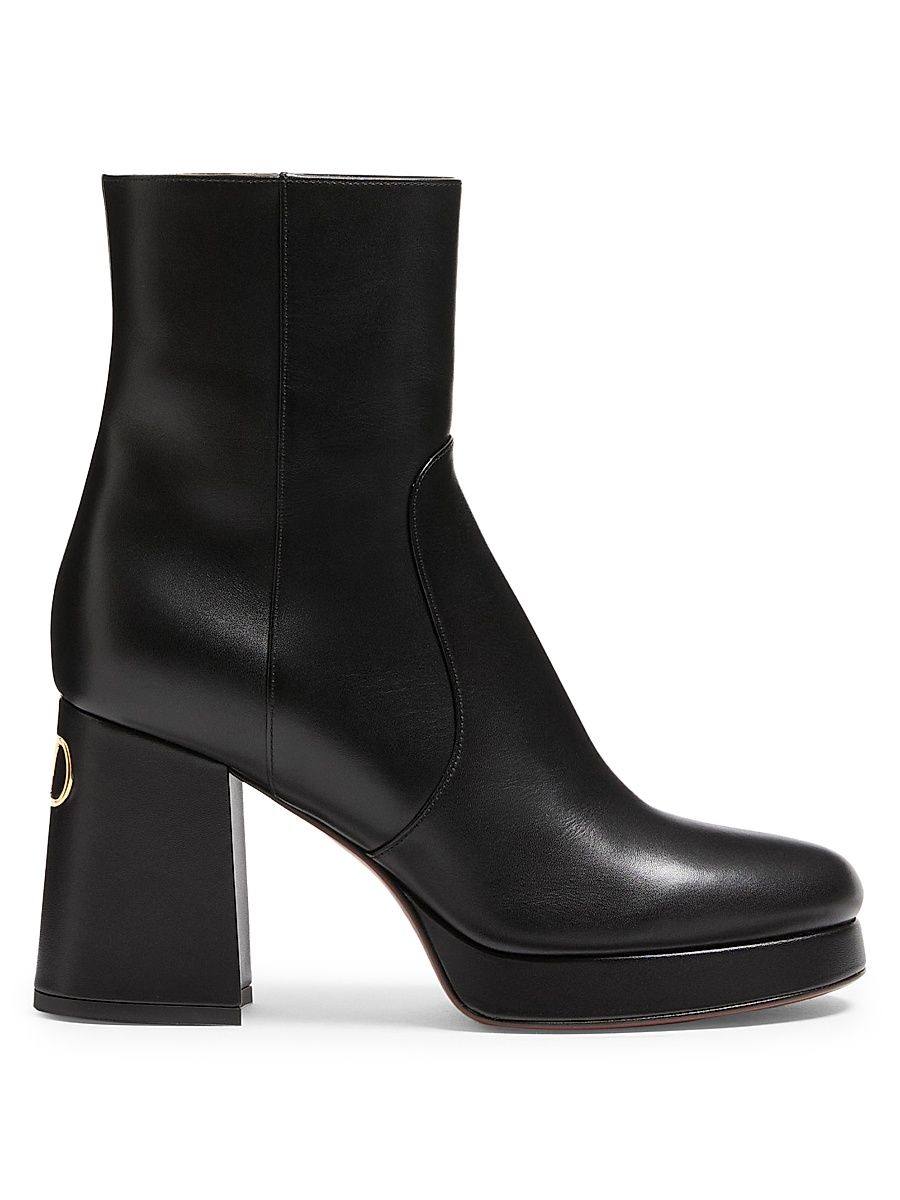 Women's Fawcette 90MM Platform Ankle Boots in Calfskin Leather - Black - Size 5