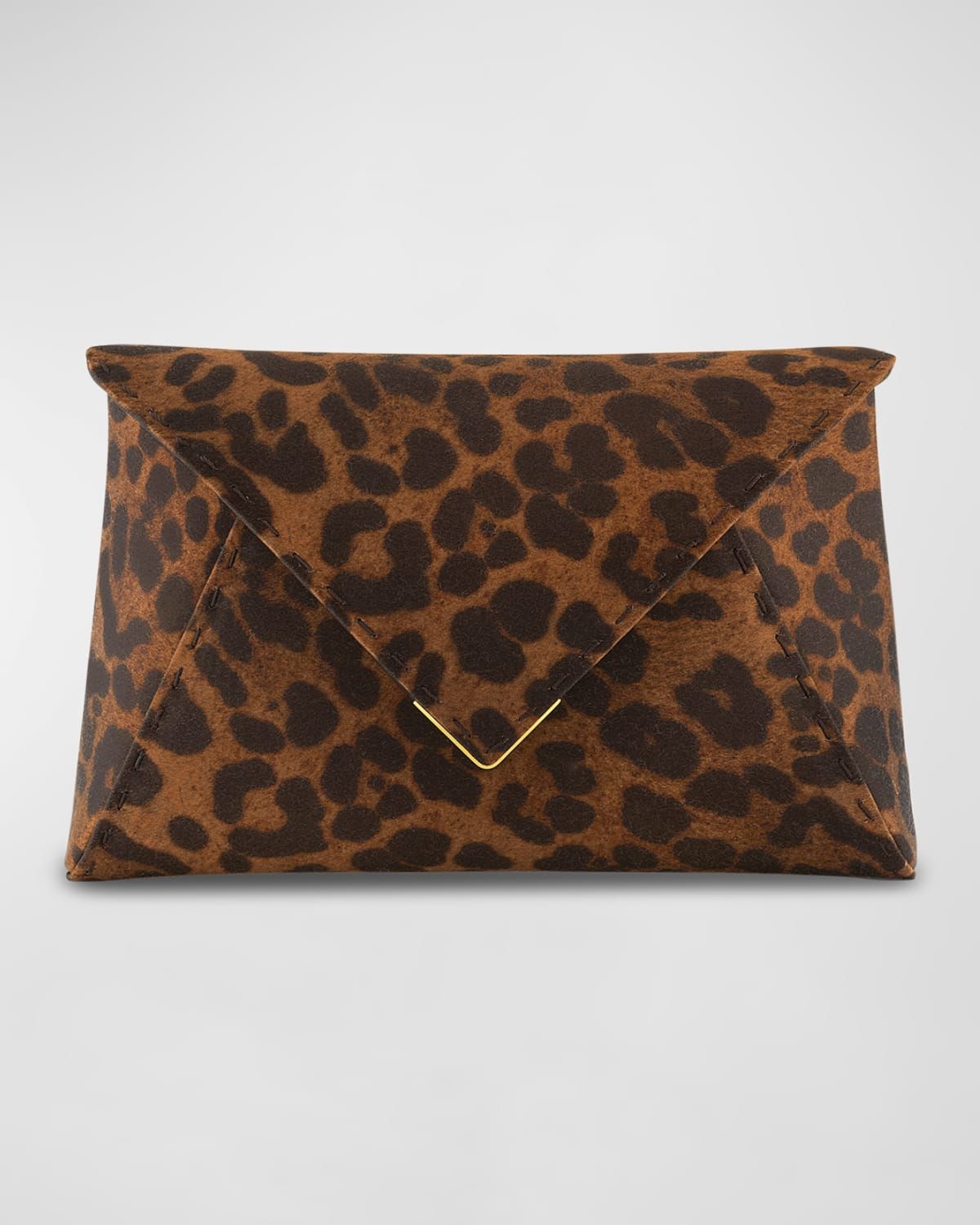 Signature Lee Small Leopard Satin Clutch