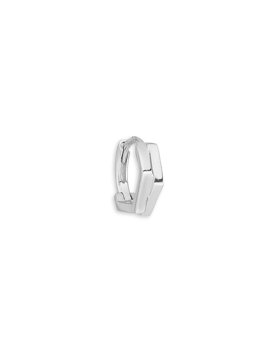 Women's Antifer 18K White Gold Two-Row Huggie Single Hoop Earring - White Gold