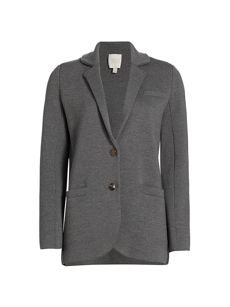 Women's Boyfriend Wool-Blend Blazer - Dark Charcoal Grey - Size Small